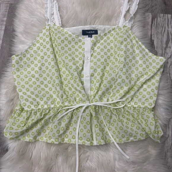 Modcloth Darling for the Prairie Peplum Tank Top eyelet green white Sz 3x - Picture 7 of 11